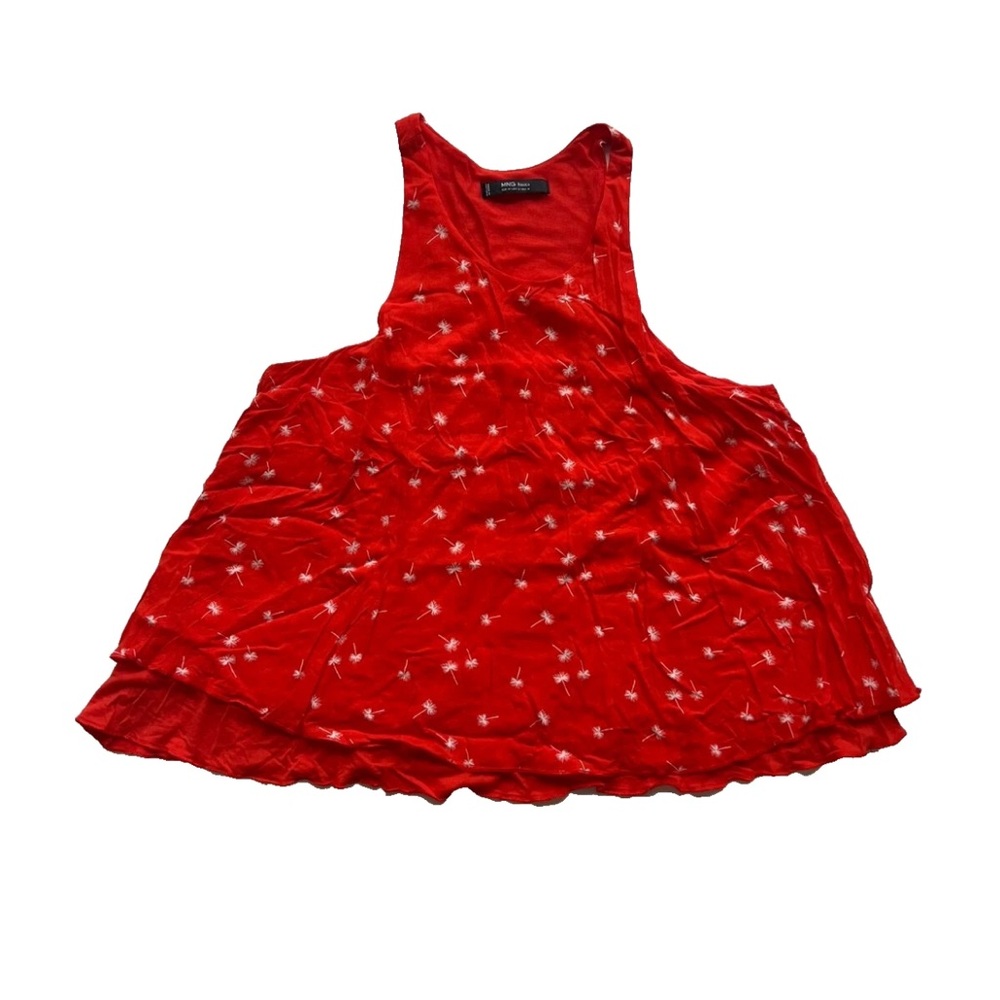 MNG Basics Floral Lined Women's Tank Top M Dandelion Summer Boho Red Colorful